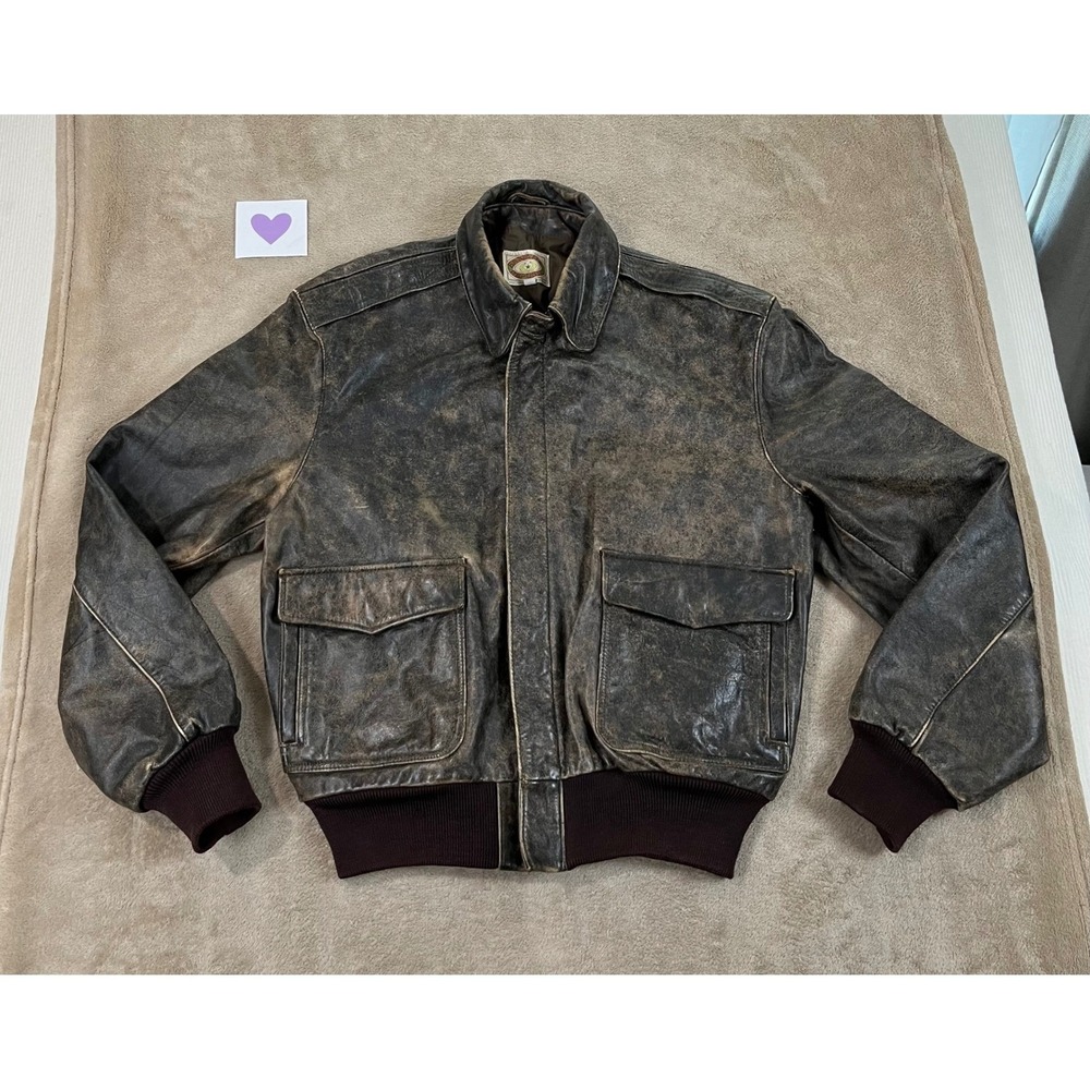 Vintage 1980's Banana Republic Mill Valley Flight Bomber Leather Jacket 42 Brown